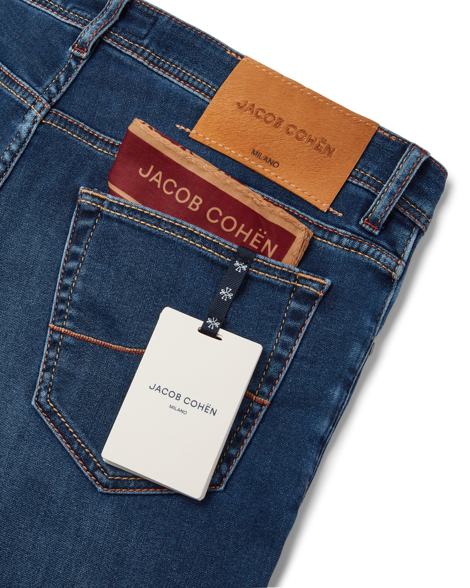 Jacob Cohen Pony Hair Tan Badge Bard Fit Zip Stretch Denim Jeans