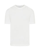 White high-neck short-sleeve Supima cotton T-shirt with high collar