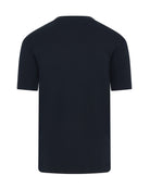 Men's dark navy short-sleeve T-shirt with crew neck, back view