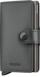 Secrid Miniwallet matte satin steel with stitched leather trim and push button