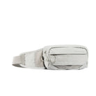 Gray waist waste pack with zip closure and adjustable belt strap